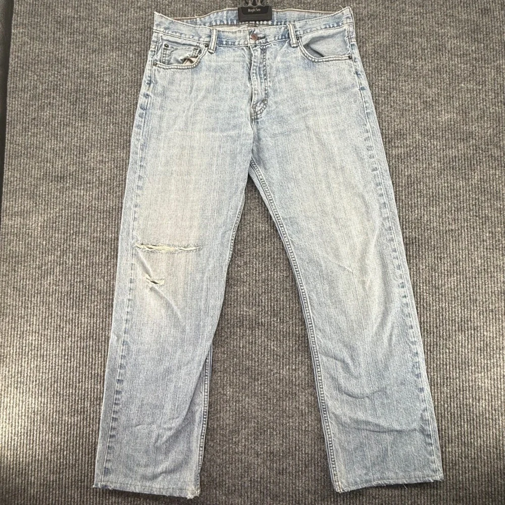 Levis 569‎ Loose Straight Fit Jeans Mens 34x34 Light Wash Distressed Blue Denim